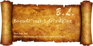 Bozsányi Lóránt névjegykártya